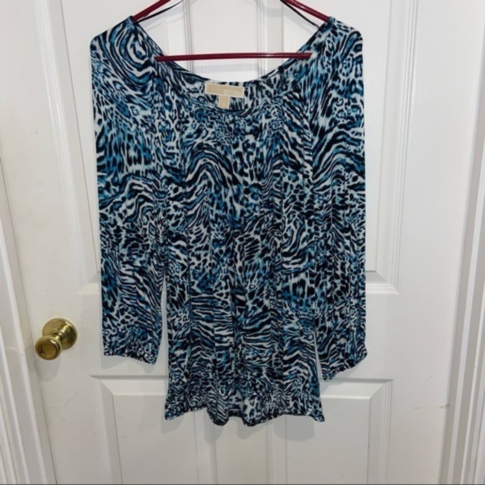 Michael Kors blue leopard print top